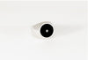 Legier Round Stone Signet Black Onyx Inlay with Diamond Ring  Silver