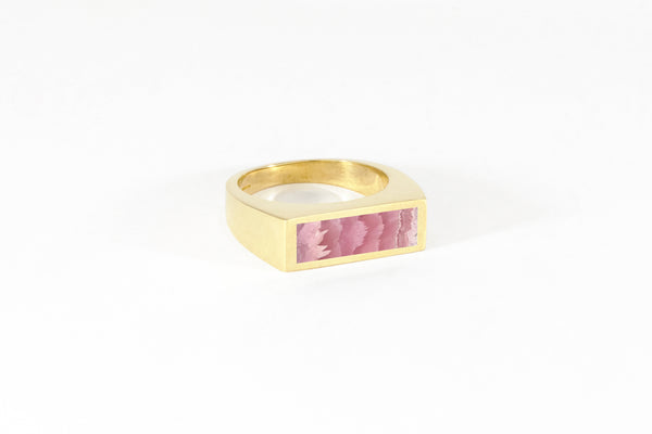 Legier Rhodochrosite Stone Signet Ring - Small Brass