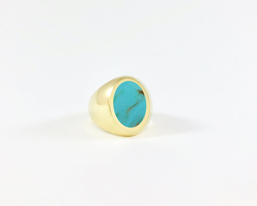 Legier Turquoise Oval Stone Signet Ring