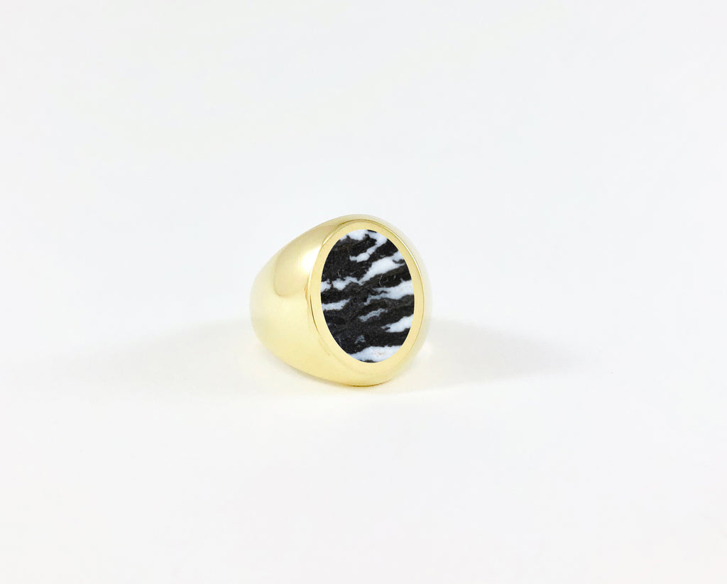 Legier Zebra Jasper Oval Stone Signet Ring