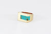 Legier Stone Signet Strip Ring Turquoise Inlay