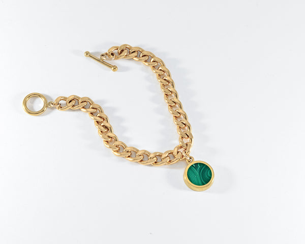 Legier LRSSP Bracelet with Malachite Inlay on cuban chain