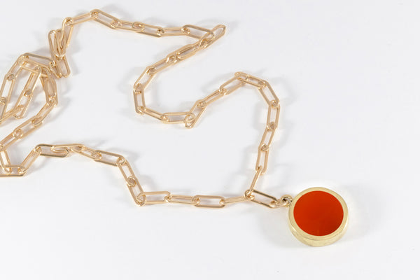 Legier Carnelian Round Stone Signet Necklace