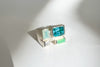 Legier Rainbow Baguette Ring with paraiba, chrysoprase, blue chalcedony and moissanite 
