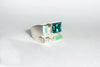 Legier Rainbow Baguette Ring with paraiba, chrysoprase, blue chalcedony and moissanite 