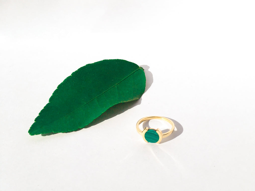 Legier Broken Circle Ring  with Malachite Inlay