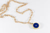 Legier Lapis Lazuli with Diamond Round Stone Signet Pendant & Necklace
