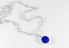 Lapis Lazuli Round Stone Signet Pendant & Necklace Silver