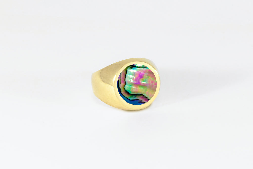 Legier Round Abalone Signet Ring 