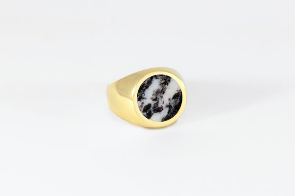 Legier Brass Zebra Jasper Round Signet Ring