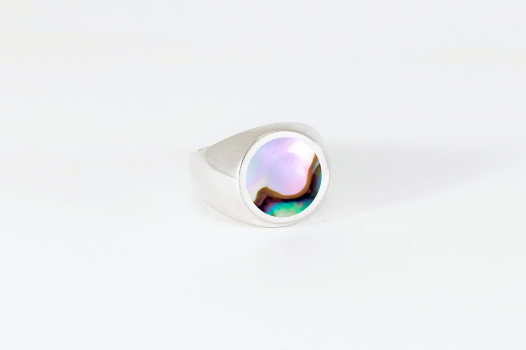 Legier Round Abalone Signet Ring