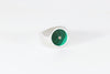 Legier Malachite Inlay with Diamond Round Stone Signet Ring Silver