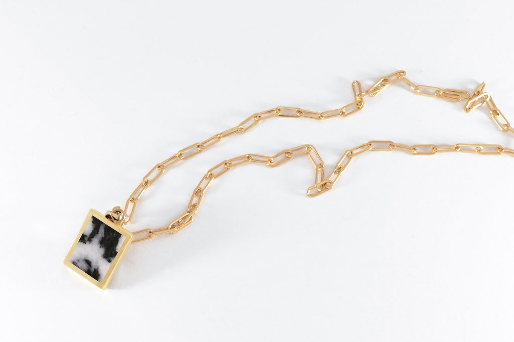 Zebra Jasper Stone Signet Pendant & Necklace
