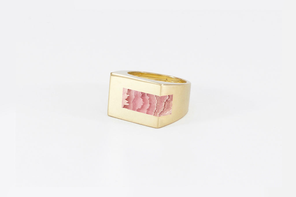 Legier LSS Strip Signet with Rhodochrosite Inlay