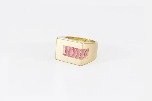 Legier LSS Strip Signet with Rhodochrosite Inlay