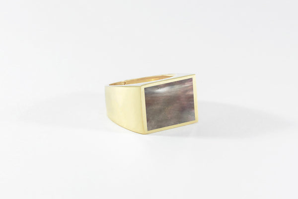 Legier Black Mother of Pearl Stone Signet Ring