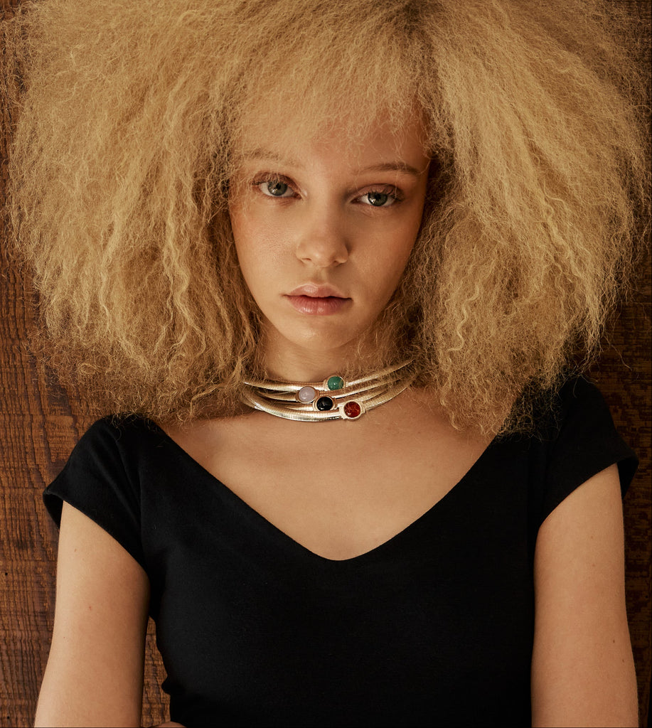 Legier Omega Chain Necklaces with Cabochon