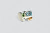 Legier Rainbow Baguette Ring Sky Blue Topaz, Citrine, Peridot and Moissanite in .925 Silver