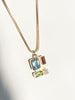 Legier Necklace Rainbow Baguette Pendant with blue topaz garnet and peridot