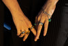 Legier Rainbow Baguette Ring Citrine, Peridot and Sky Blue Topaz Silver Ring
