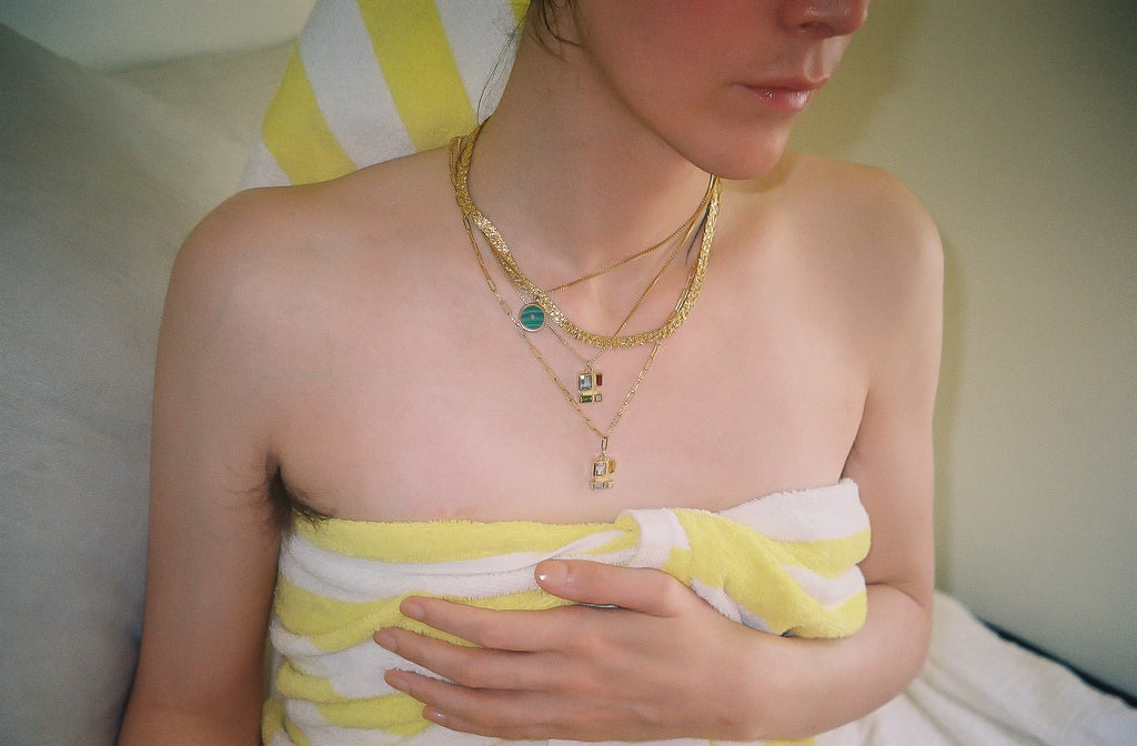 Legier Necklace Rainbow_baguette pendant_garnet_blue_topaz_and_peridot-1