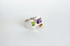 Legier jewelry Silver Rainbow Baguette ring with peridot amethyst citrine and moissanite
