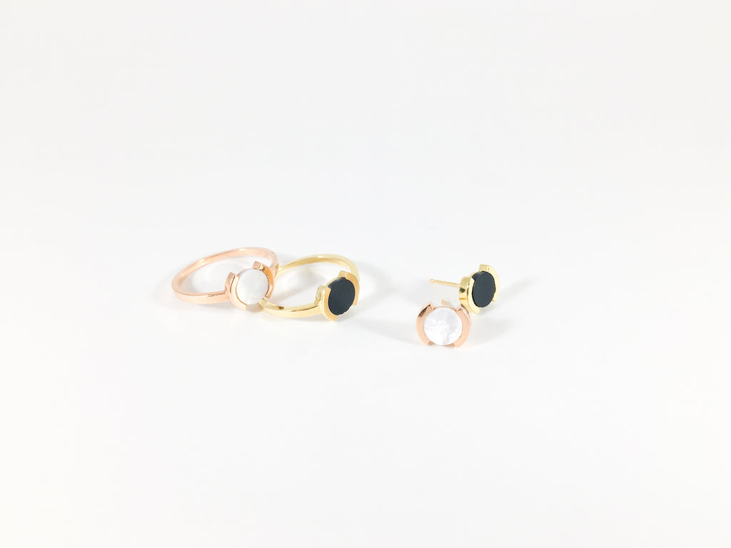 Legier Broken Circle Inlay Ring  in Rose gold