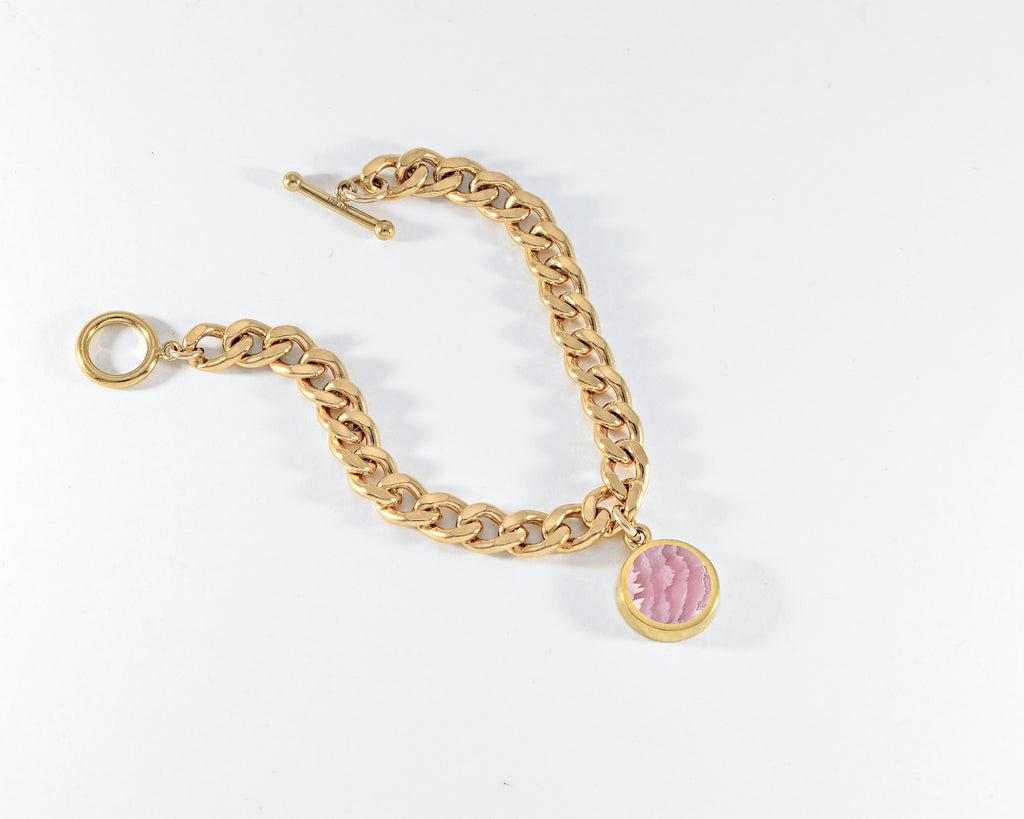 Legier Rhodochrosite Round Stone Signet Pendant & Bracelet