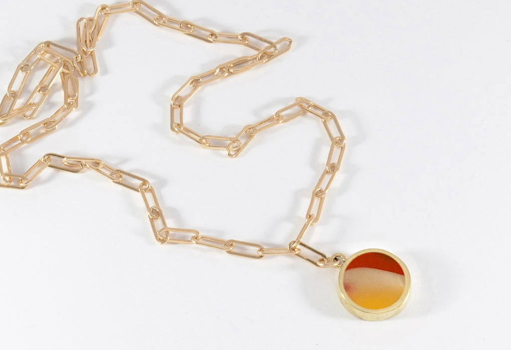 Legier Sunset Stone Round Stone Signet Pendant & Necklace