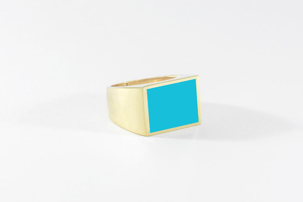 Turquoise Stone Signet Ring Legier– legier