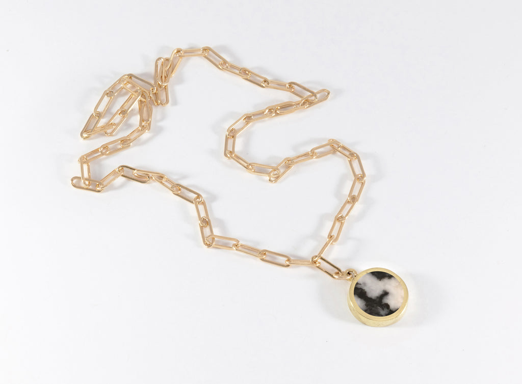 Legier Zebra Jasper Round Stone Signet Pendant & Necklace