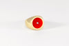 Legier Carnelian Inlay with Diamond Round Stone Signet Ring