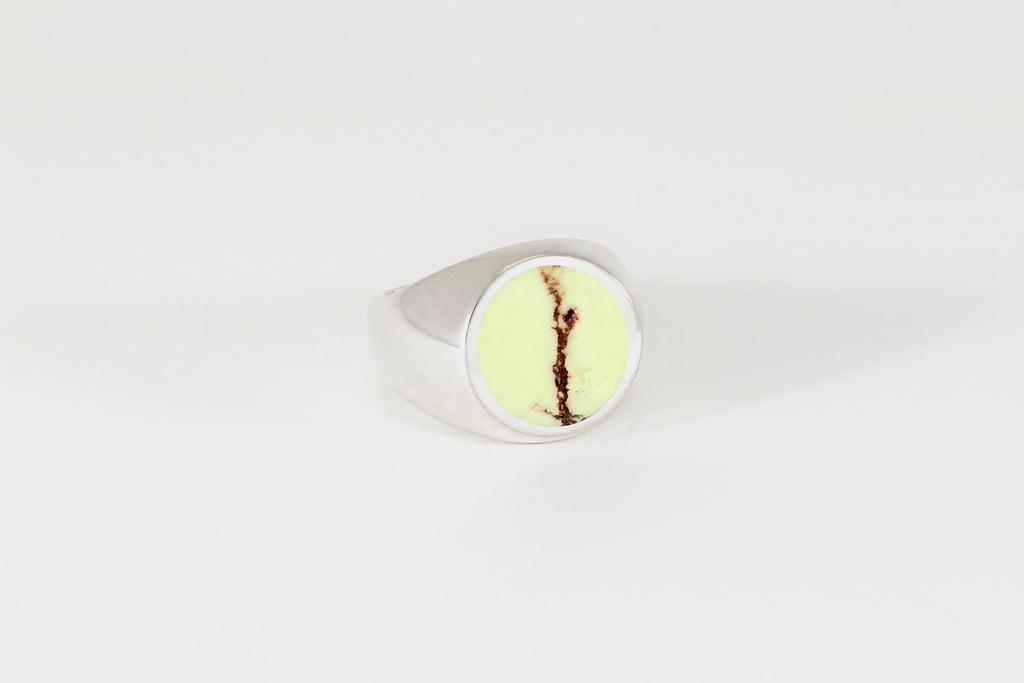 Legier Round Signet Ring Silver with Palomino  stone