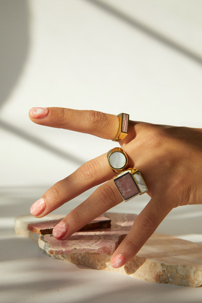Legier Small Signet Ring with Mother of Pearl Inlay