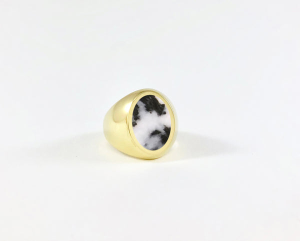 Legier Zebra Jasper Oval Stone Signet Ring