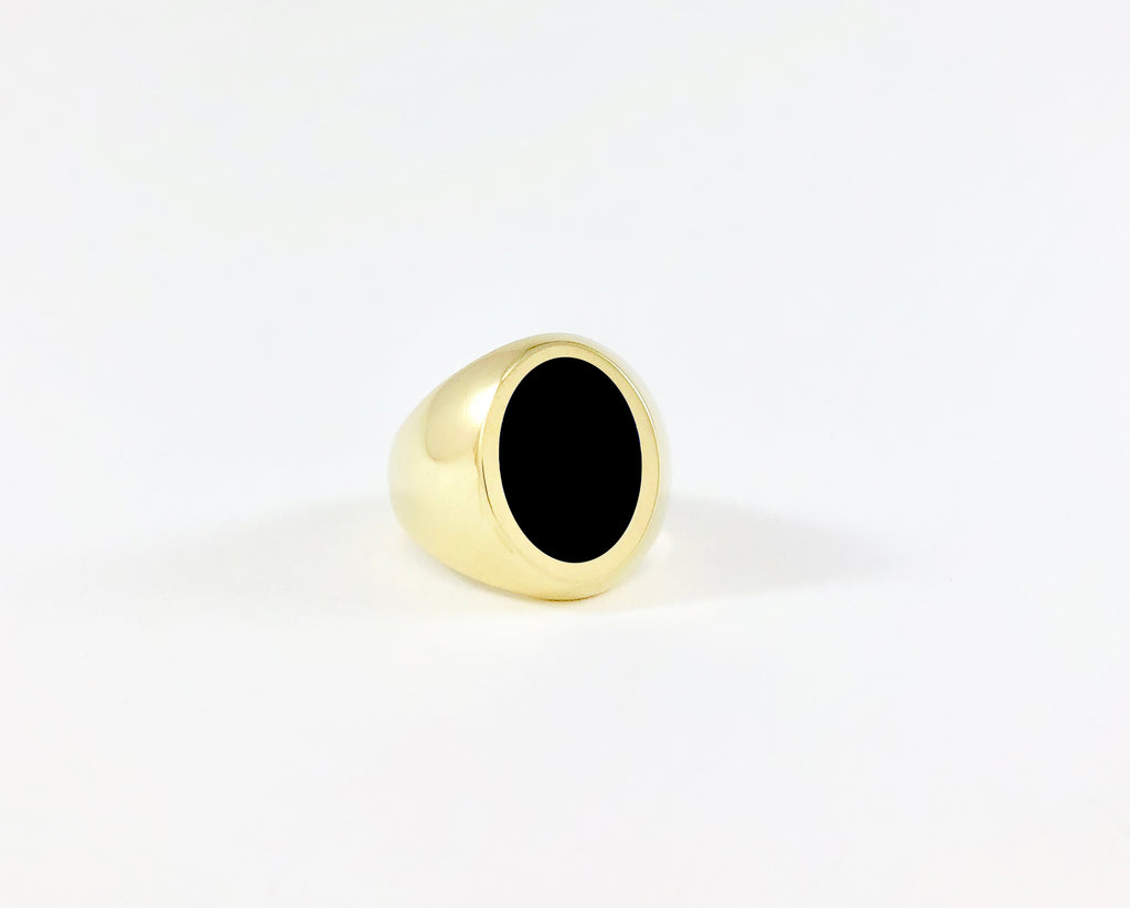 Legier Black Onyx Oval Stone Signet Ring