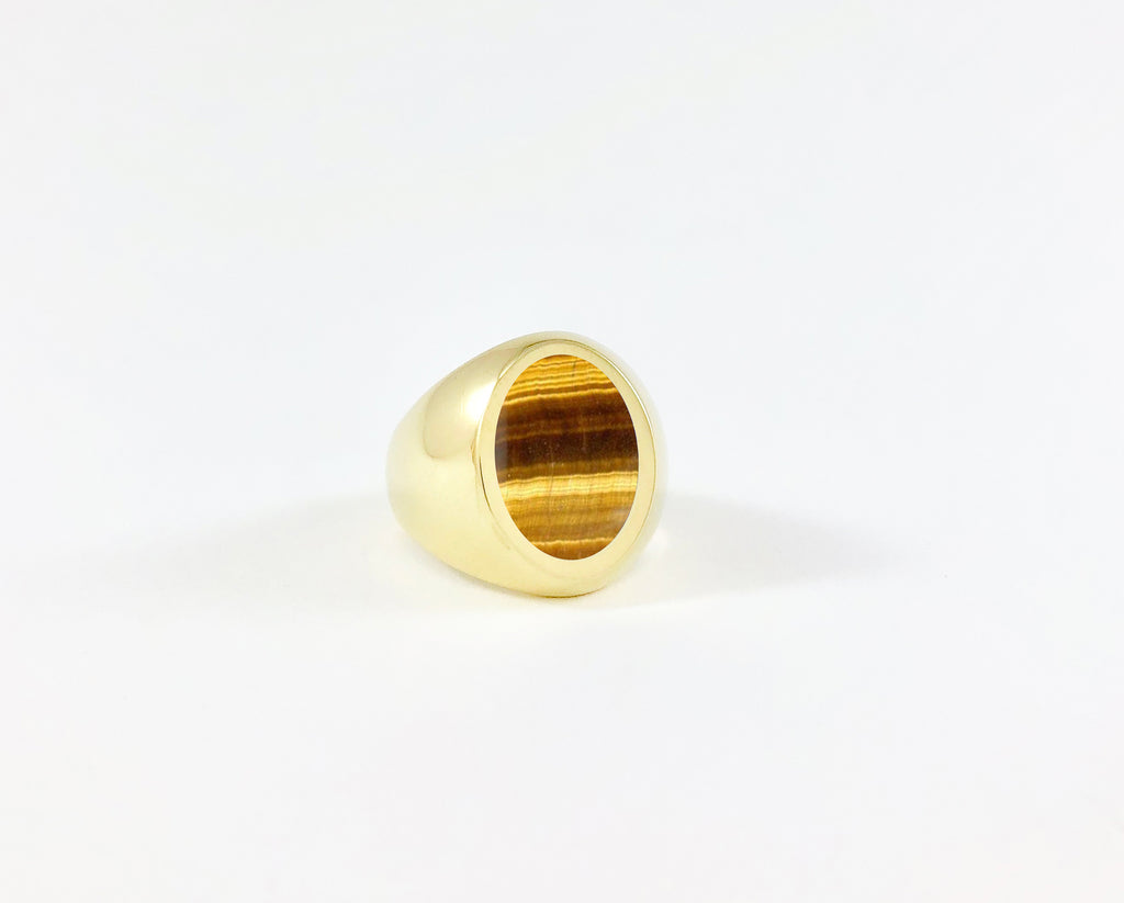 Legier Oval Signet Ring with Tiger's Eye Inlay 