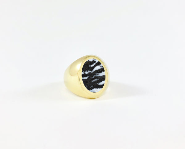 Legier Zebra Jasper Oval Stone Signet Ring