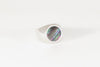 Legier Black Mother of Pearl Round Stone Signet Ring
