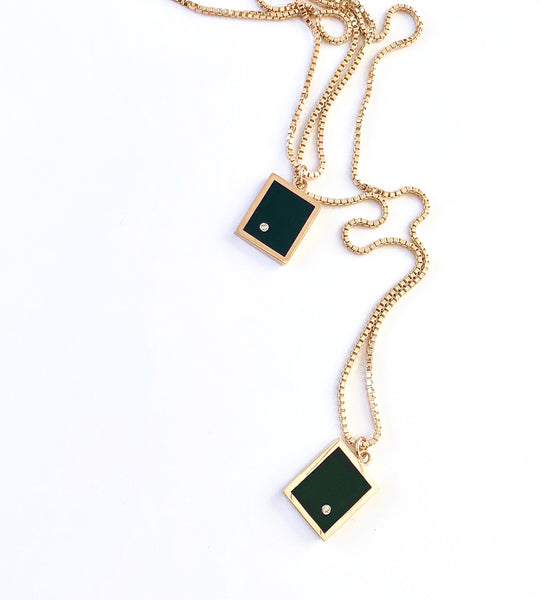 Legier Black Onyx with Diamond Signet Pendant & Necklace