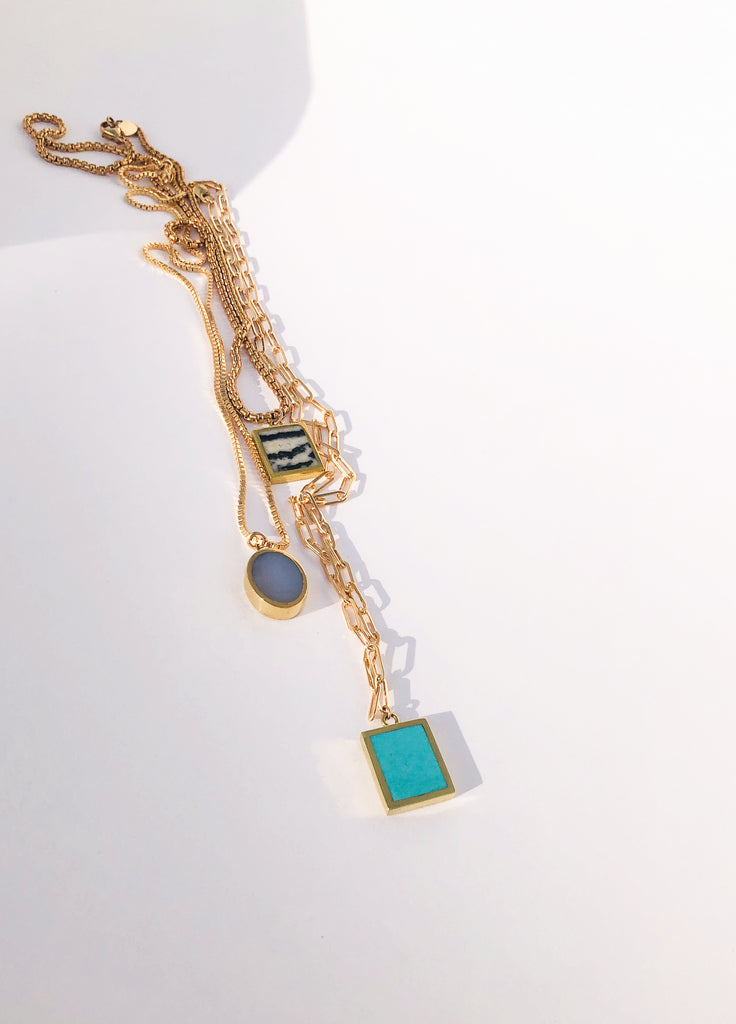 Legier Turquoise Stone Signet Pendant & Necklace
