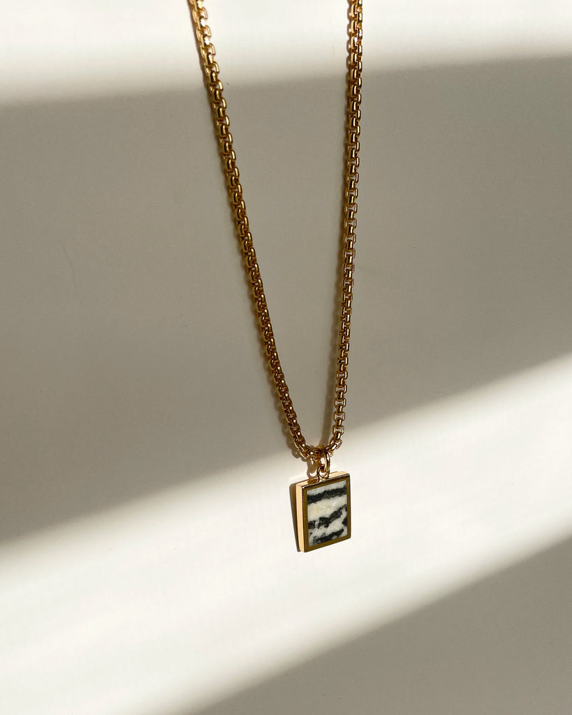 Zebra Jasper Stone Signet Pendant & Necklace