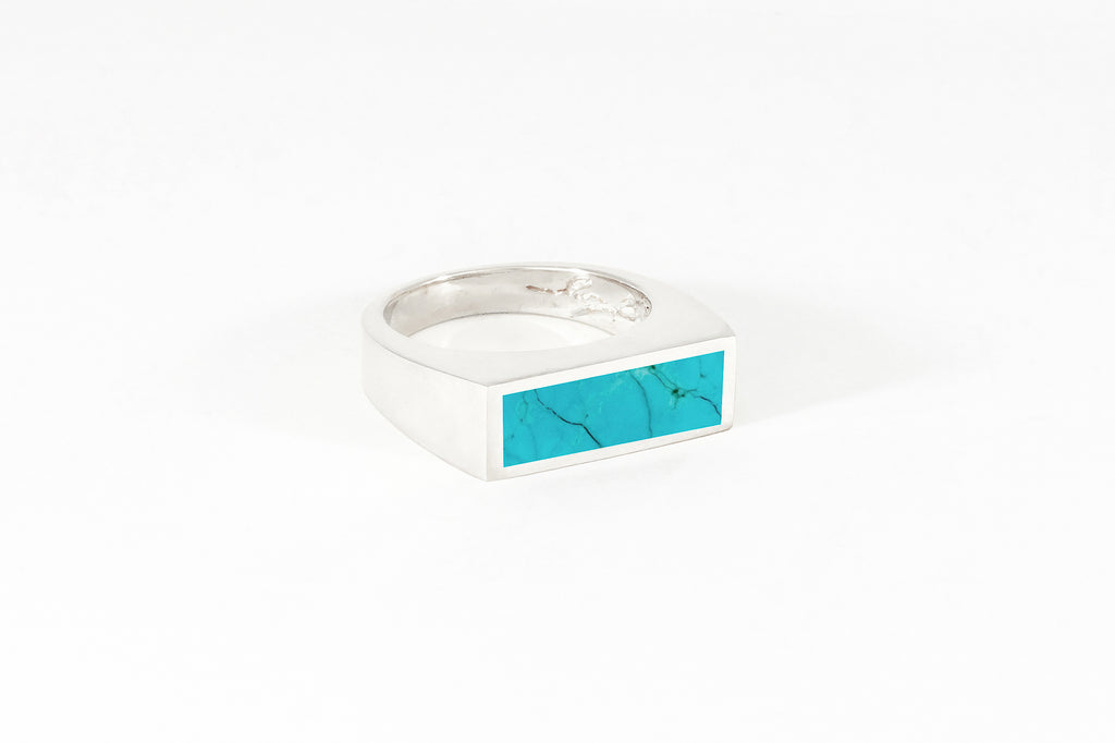 Turquoise Stone Signet Ring - Small