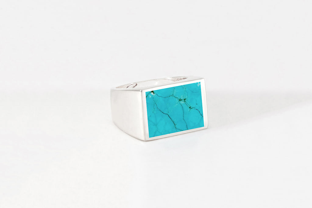 Legier Turquoise Stone Signet Ring Silver