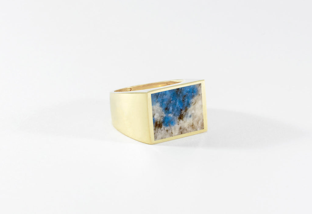 Legier Brass Stone Signet Ring K2 Blue Jasper