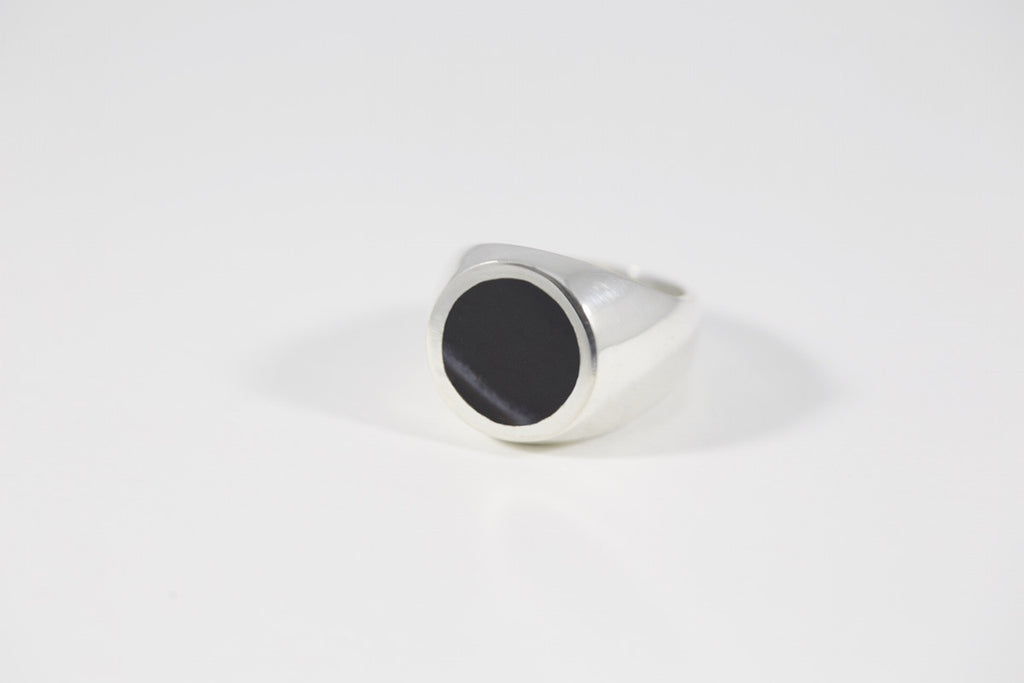 Legier Black Onyx  Round Stone Signet Ring