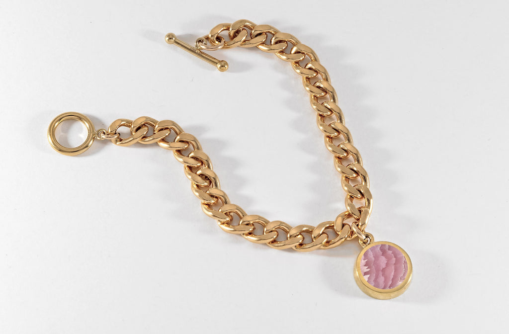 Legier Rhodochrosite Round Stone Signet Pendant & Bracelet